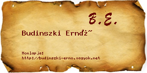 Budinszki Ernő névjegykártya